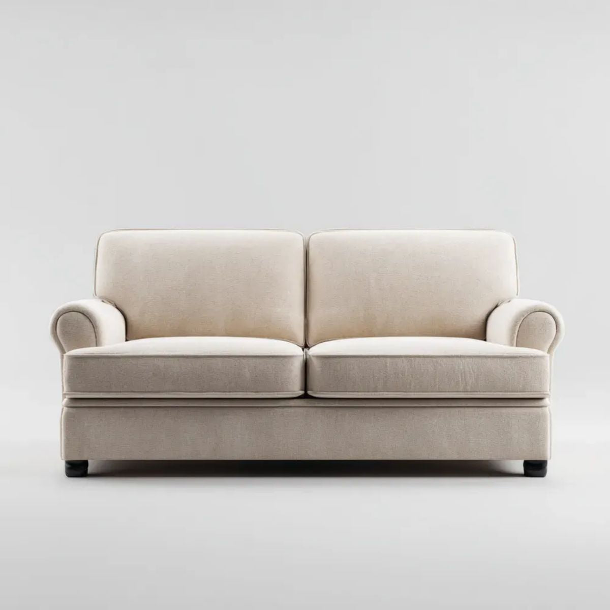 Beżowa sofa dwuosobowa z tapicerką poliestrową 160 × 88 × 86 cm