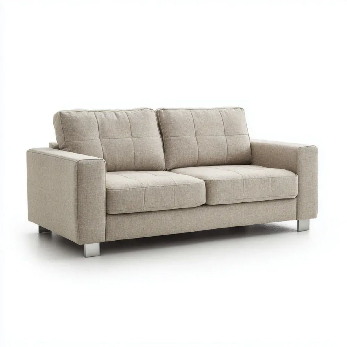 Sofa 2-osobowa beżowa z tapicerką poliestrową, 180 x 88 x 85 cm