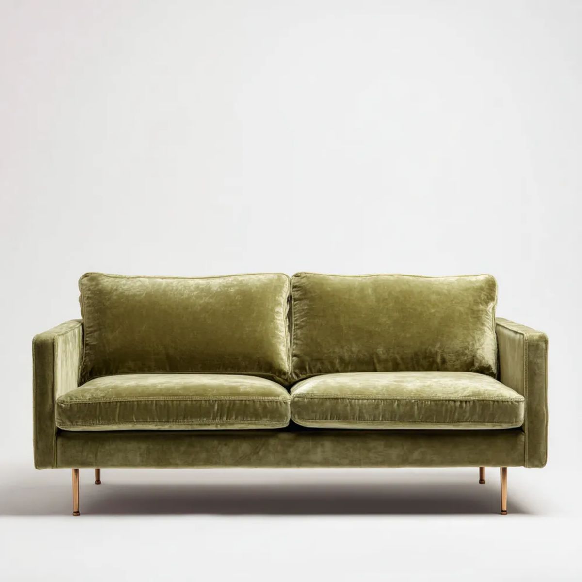 Dwuosobowa sofa aksamitna oliwkowa ze złotymi nogami 160 × 85 × 85 cm