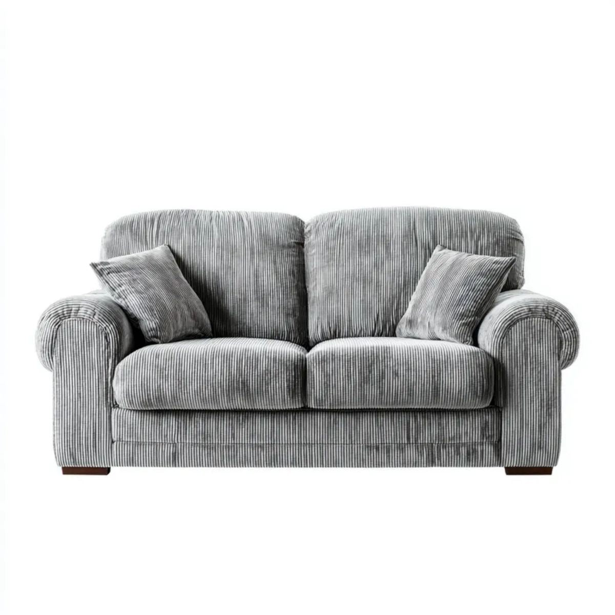Dwuosobowa sofa ze sztruksu poliestrowego, szara, 170 × 95 × 90 cm