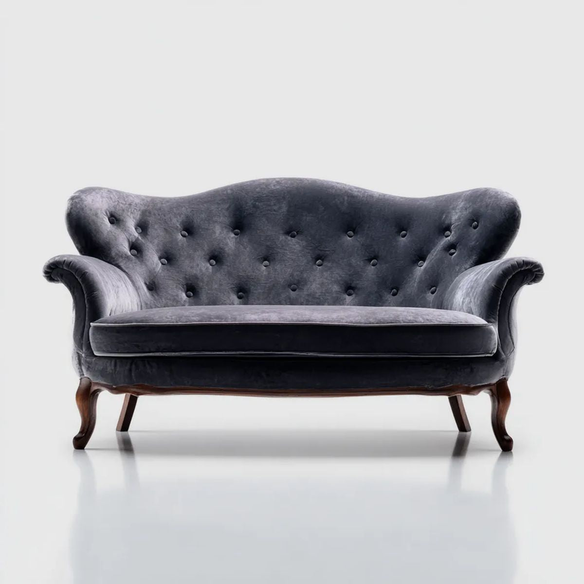 Dwuosobowa sofa Chesterfield z weluru ciemnoszara, 160 x 85 x 100 cm
