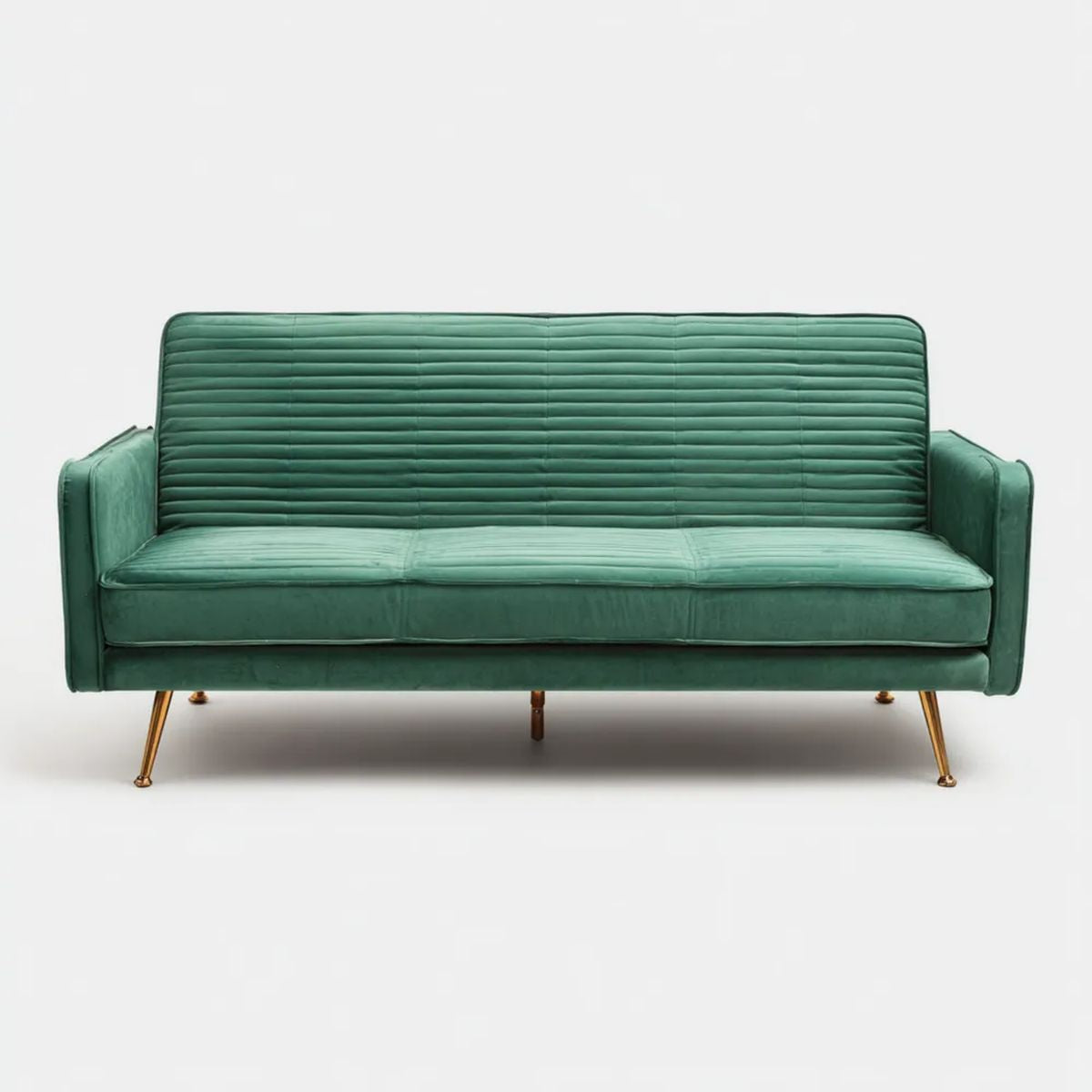 Trzyosobowa sofa aksamitna zielona 210 x 85 x 85 cm ze złotymi nogami