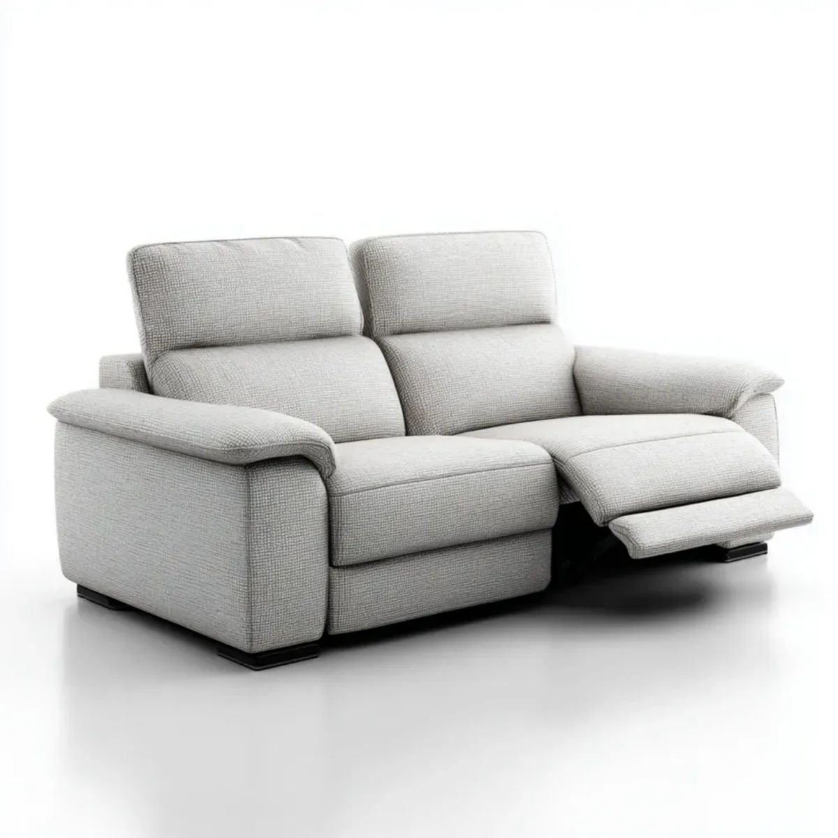 Dwuosobowa sofa z ręczną funkcją relaks, tapicerka poliestrowa, jasnoszara/czarna, 170 x 95 x 100 cm