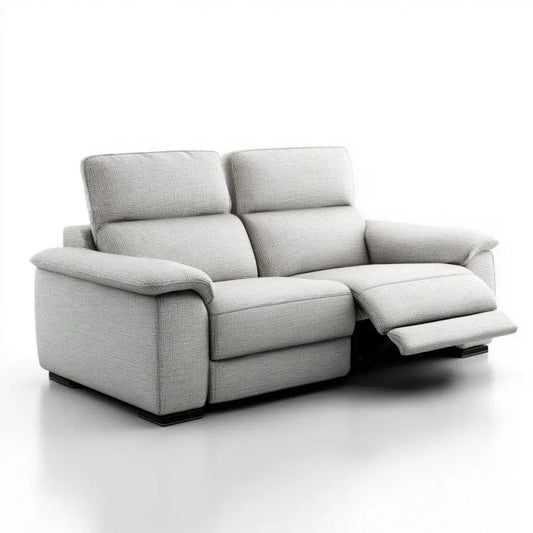 Dwuosobowa sofa z ręczną funkcją relaks, tapicerka poliestrowa, jasnoszara/czarna, 170 x 95 x 100 cm