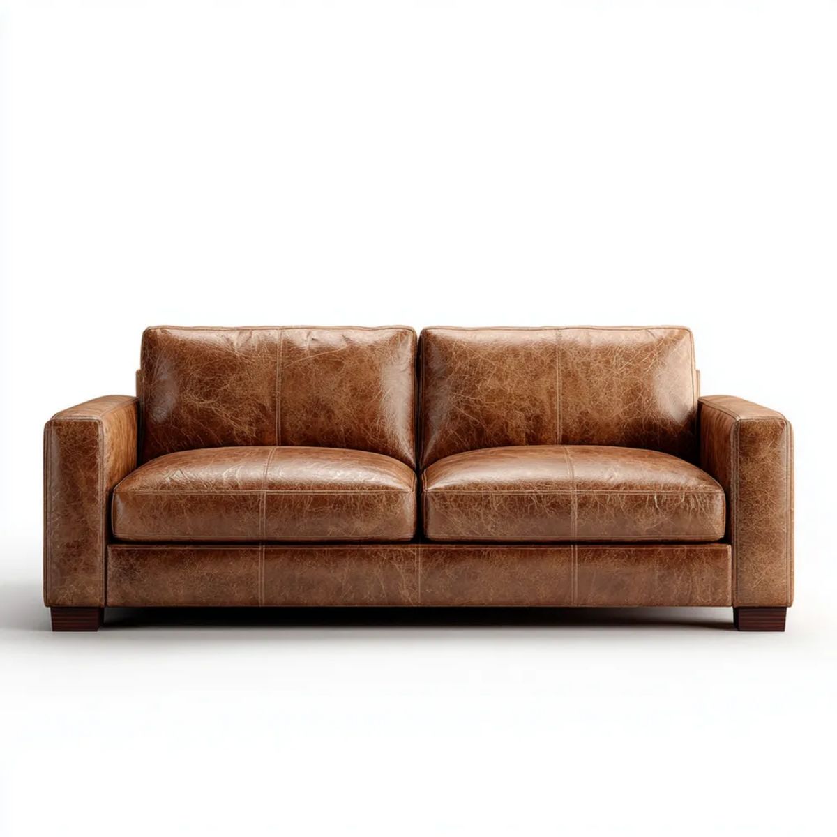 Dwuosobowa sofa brązowa z tapicerką ze skóry syntetycznej PU, 170 × 88 × 86 cm