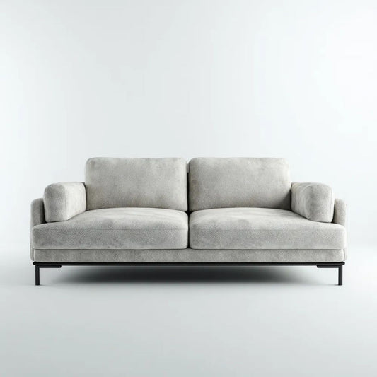 Sofa 2-osobowa jasnoszara z tapicerką poliestrową na stalowych nogach, 180 × 88 × 82 cm