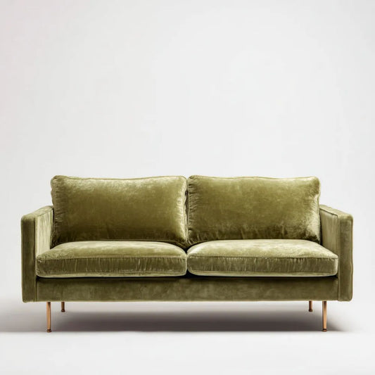 Dwuosobowa sofa aksamitna oliwkowa ze złotymi nogami 160 × 85 × 85 cm