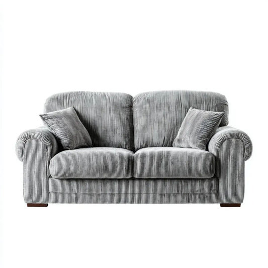 Dwuosobowa sofa ze sztruksu poliestrowego, szara, 170 × 95 × 90 cm