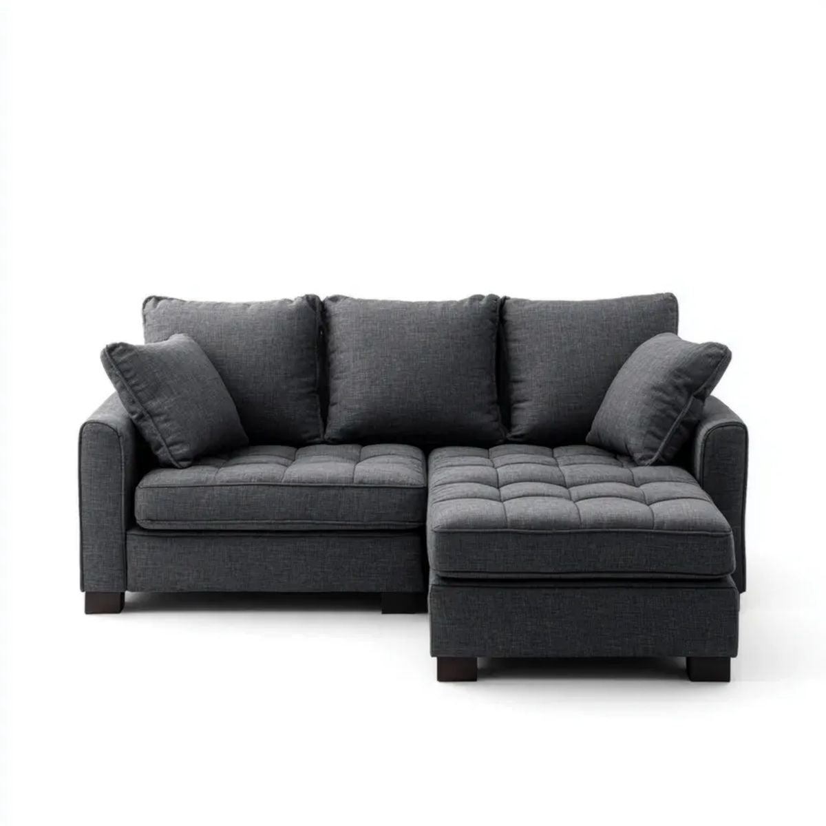 Sofa narożna z tkaniny w kształcie L, antracytowa, 245 × 160 × 90 cm
