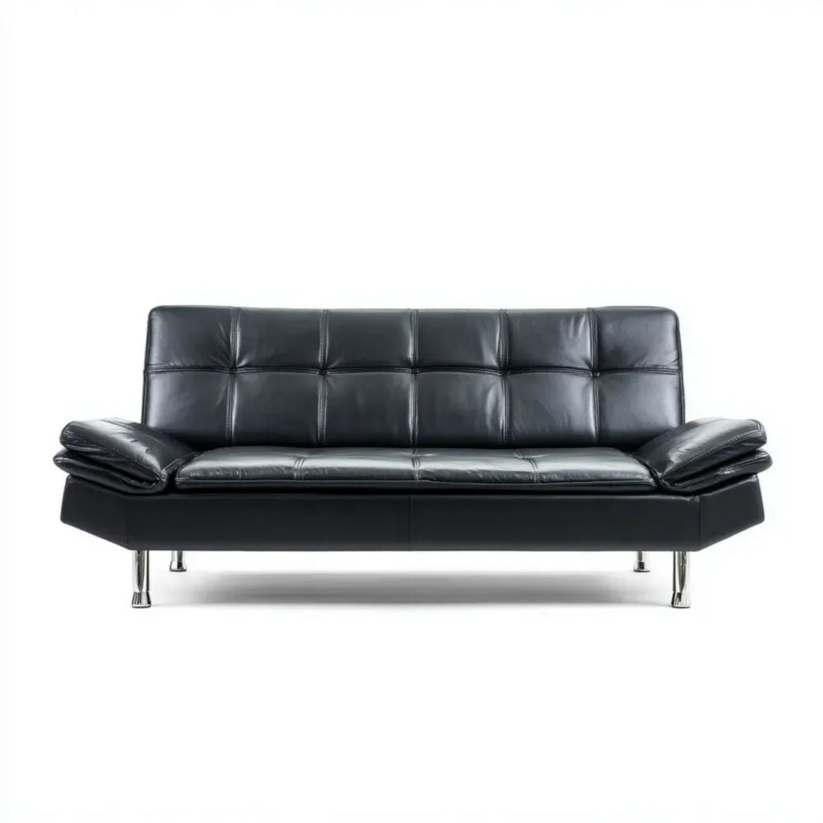 Trzyosobowa sofa z ekoskóry czarna 210 x 90 x 88 cm