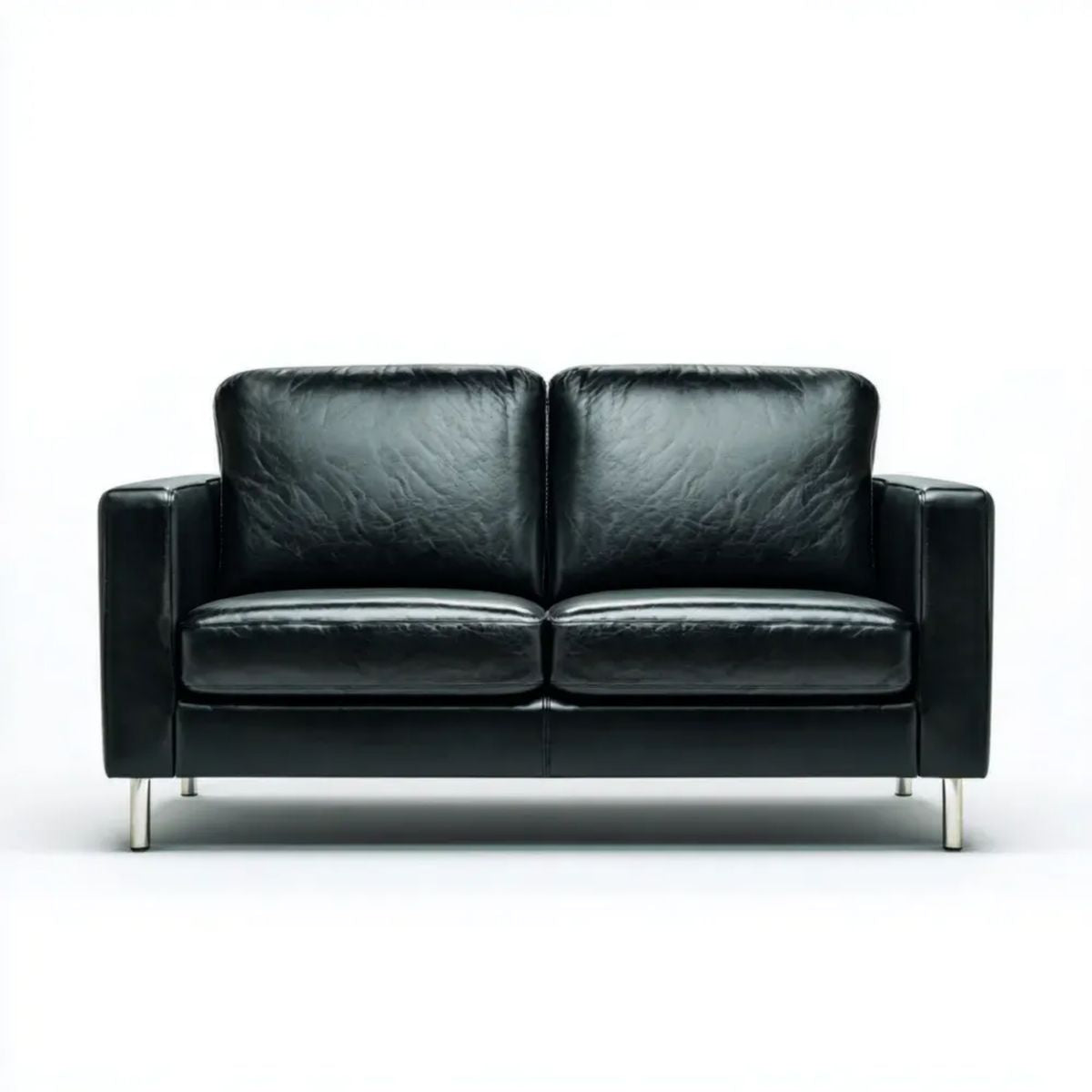 Dwuosobowa sofa z ekoskóry, czarna/srebrna, 140 x 80 x 82 cm