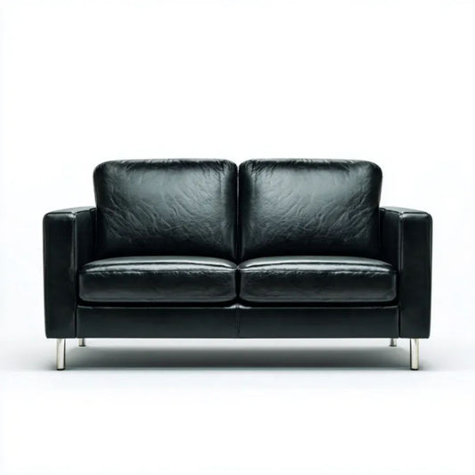Dwuosobowa sofa z ekoskóry, czarna/srebrna, 140 x 80 x 82 cm