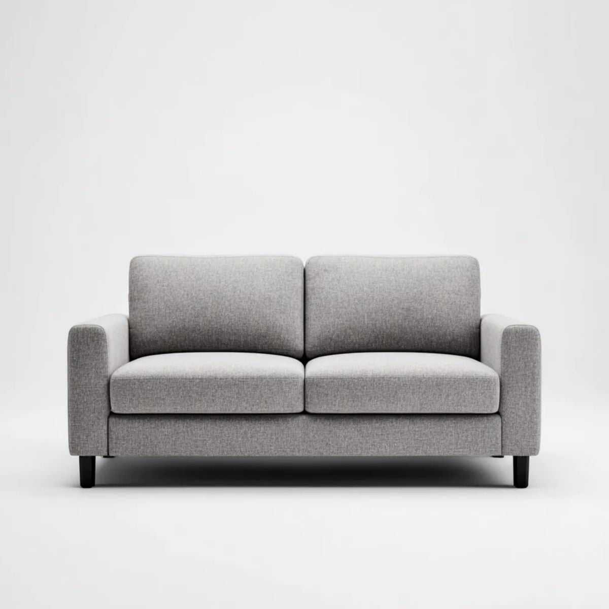 Sofa dwuosobowa z tkaniny szara z czarnymi nogami 160 x 85 x 82 cm