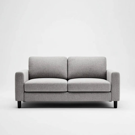 Sofa dwuosobowa z tkaniny szara z czarnymi nogami 160 x 85 x 82 cm