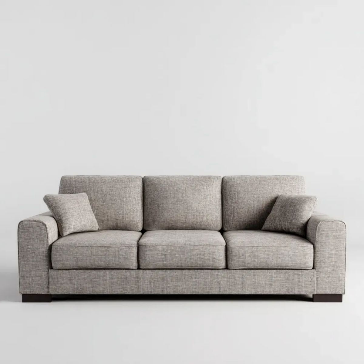 Trzyosobowa sofa tapicerowana z tkaniny poliestrowej, jasnoszara, 220 x 90 x 85 cm