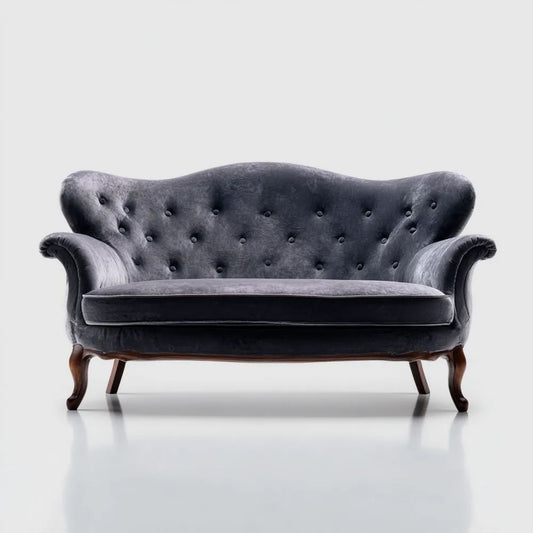 Dwuosobowa sofa Chesterfield z weluru ciemnoszara, 160 x 85 x 100 cm