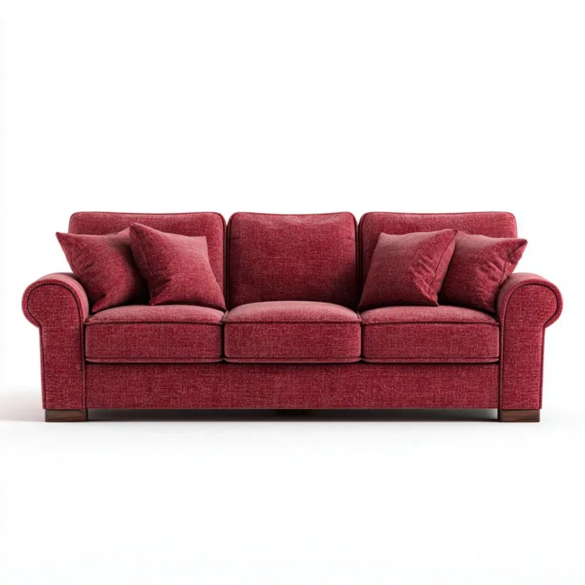 Bordowa sofa trzyosobowa z tapicerką poliestrową, 230 x 95 x 90 cm