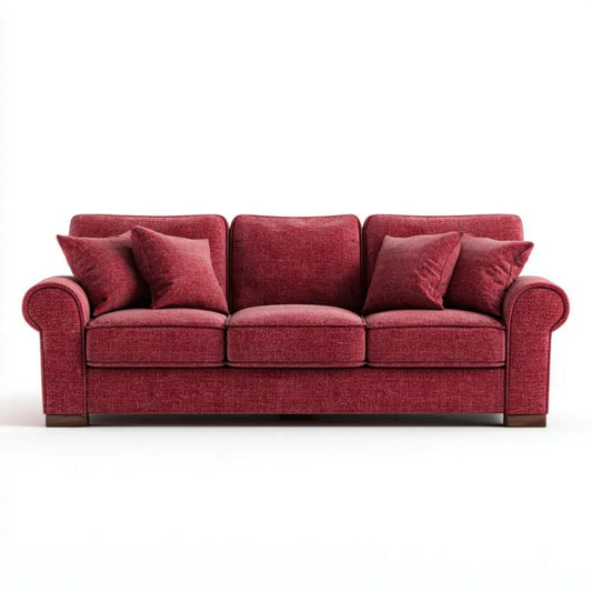 Bordowa sofa trzyosobowa z tapicerką poliestrową, 230 x 95 x 90 cm